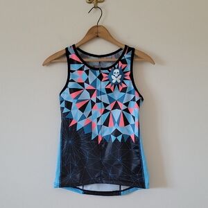 Betty Designs Blue Black Riding 1/2 Zip Jersey Tank Size Large